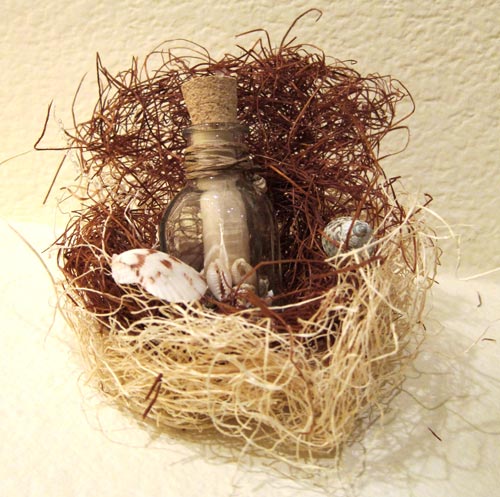 Seashell & message in a bottle invitation