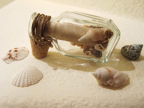 Seashell & message in a bottle invitation